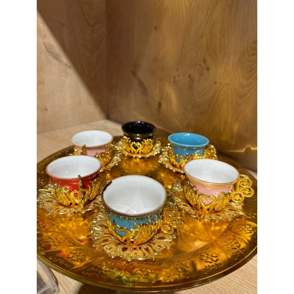 Hayal Accessories Gold İşlemeli Renkli 6'lı Kahve Fincan Takımı Fincan / Bardak / Kahve Takımı Fiyatı