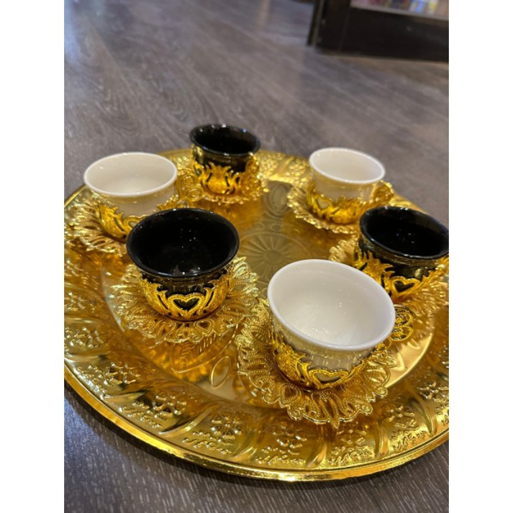 Hayal Accessories Gold İşlemeli Siyah Beyaz 6'lı Kahve Fincan Takımı - Siyah - Beyaz Fincan / Bardak / Kahve Takımı Fiyatı