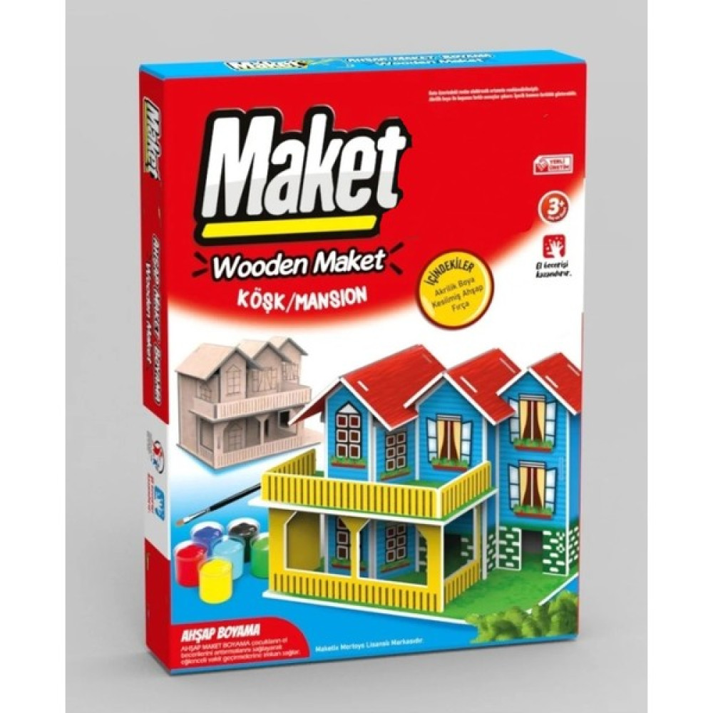 Hayal Ahşap Köşk Ev Maket Boyama Seti, 6'lı Boya ve Fırça Dahil Maket Fiyatı