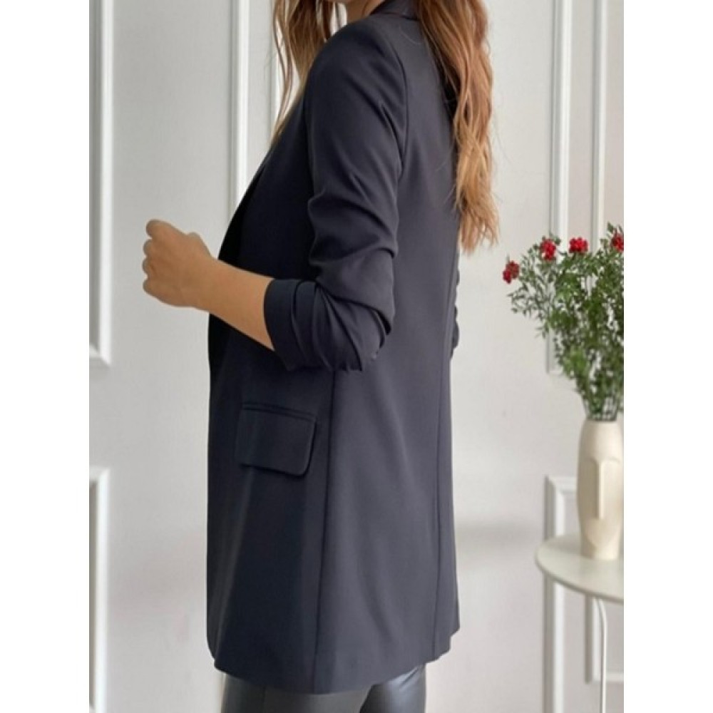 Hayal Fashion Düğmesiz, Astarlı, Kol Büzgülü Atlas Kumaş Blazer Ceket Bayan Ceket Fiyatı