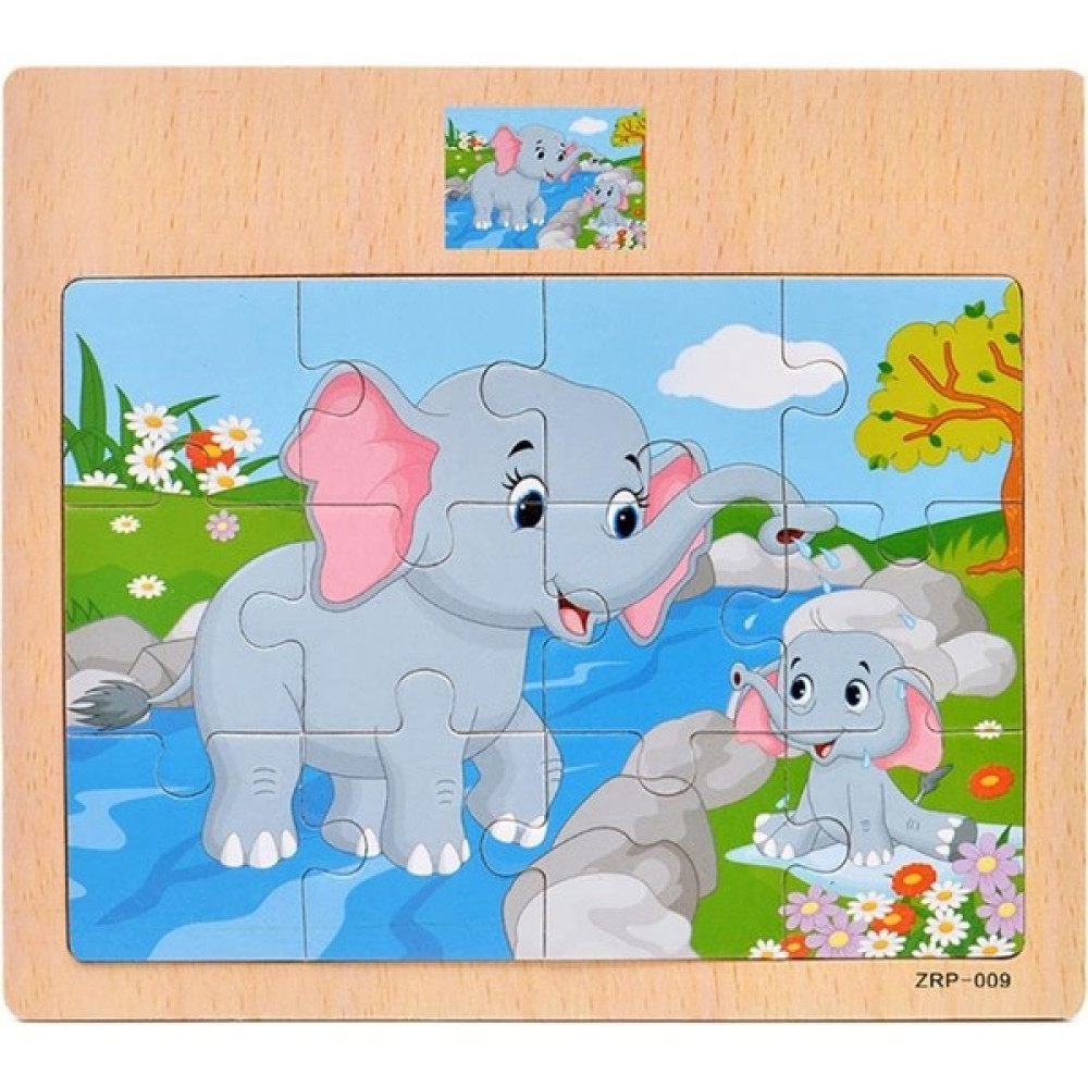 Hayal Sepeti Fil Resimli Ahşap Çocuk Puzzle 12 Parça 15X17CM Eğitici Oyuncak Fiyatı