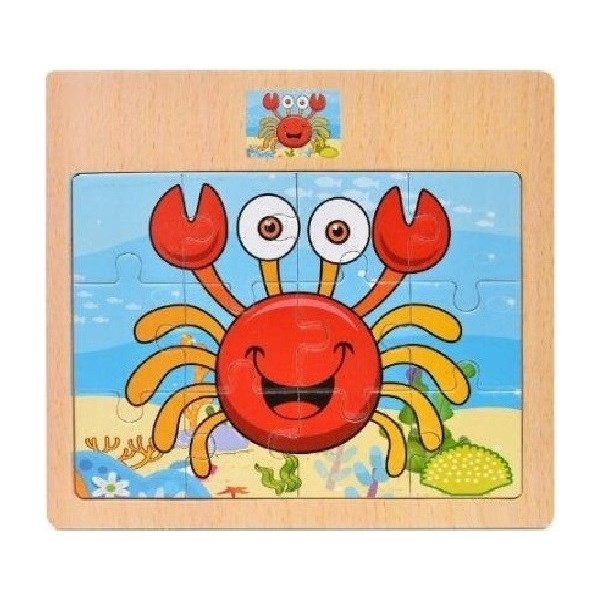 Hayal Sepeti Yengeç Resimli Ahşap Çocuk Puzzle 12 Parça 15X17CM Anne Bebek Oyuncak Fiyatı