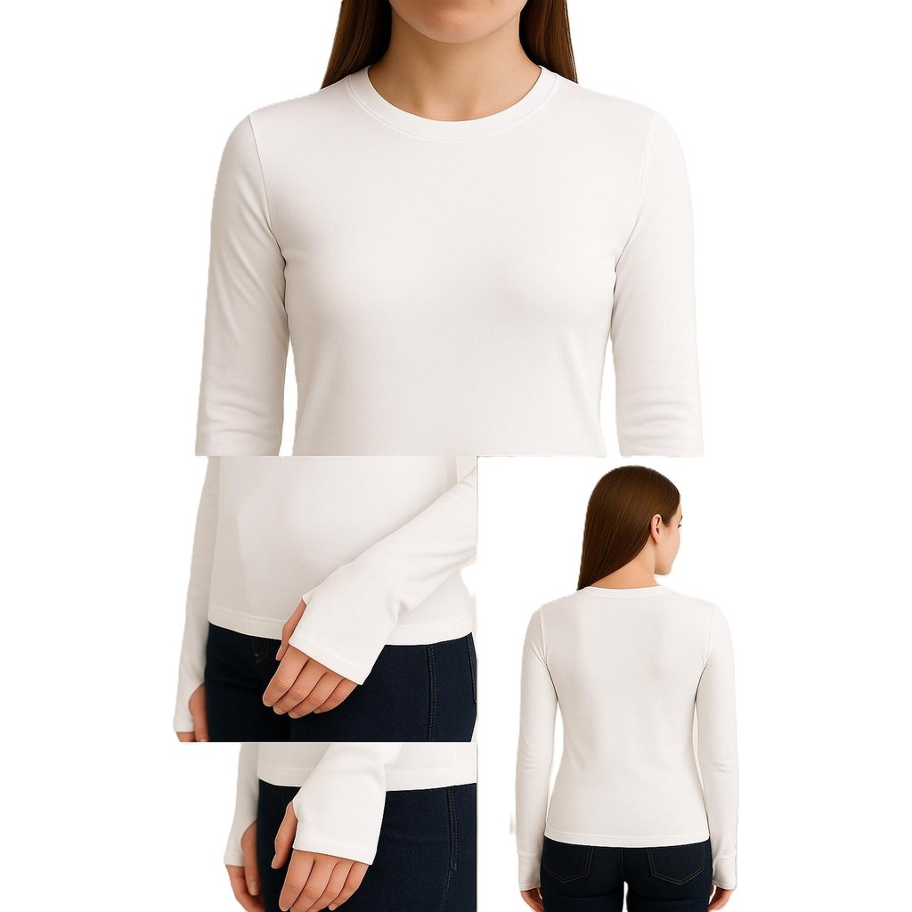 Hayalet Bisiklet Yaka Modal Pamuk Uzun Kol Parmak Geçirmeli Body T-Shirt Giyim & İç Giyim Fiyatı
