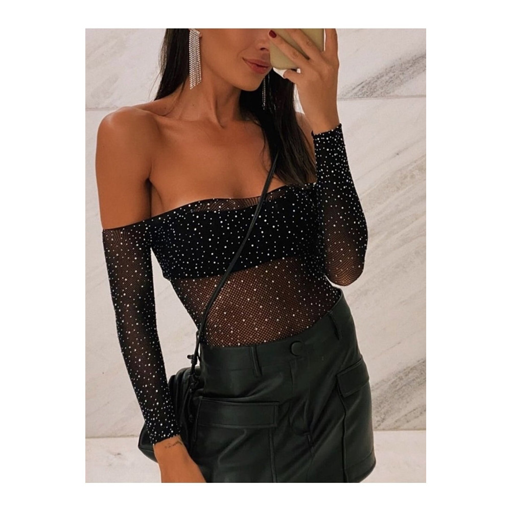 HayalGecesi Beatiful Parlak Taşlı Bluz Body Suit Bluz STD Beden Bluz Fiyatı