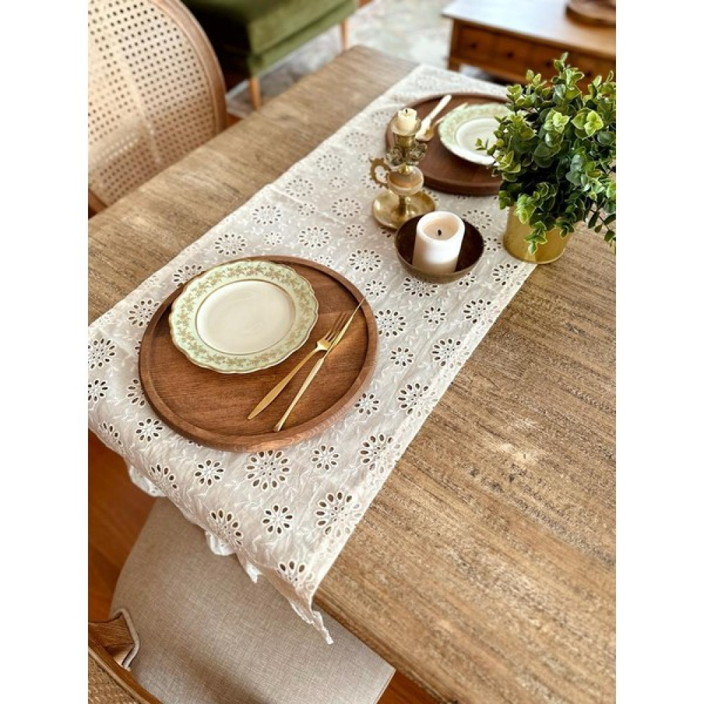 Hayalperest Fisto Sofra Runner - Ekru - 40 x 140 cm Masa Örtüsü Fiyatı