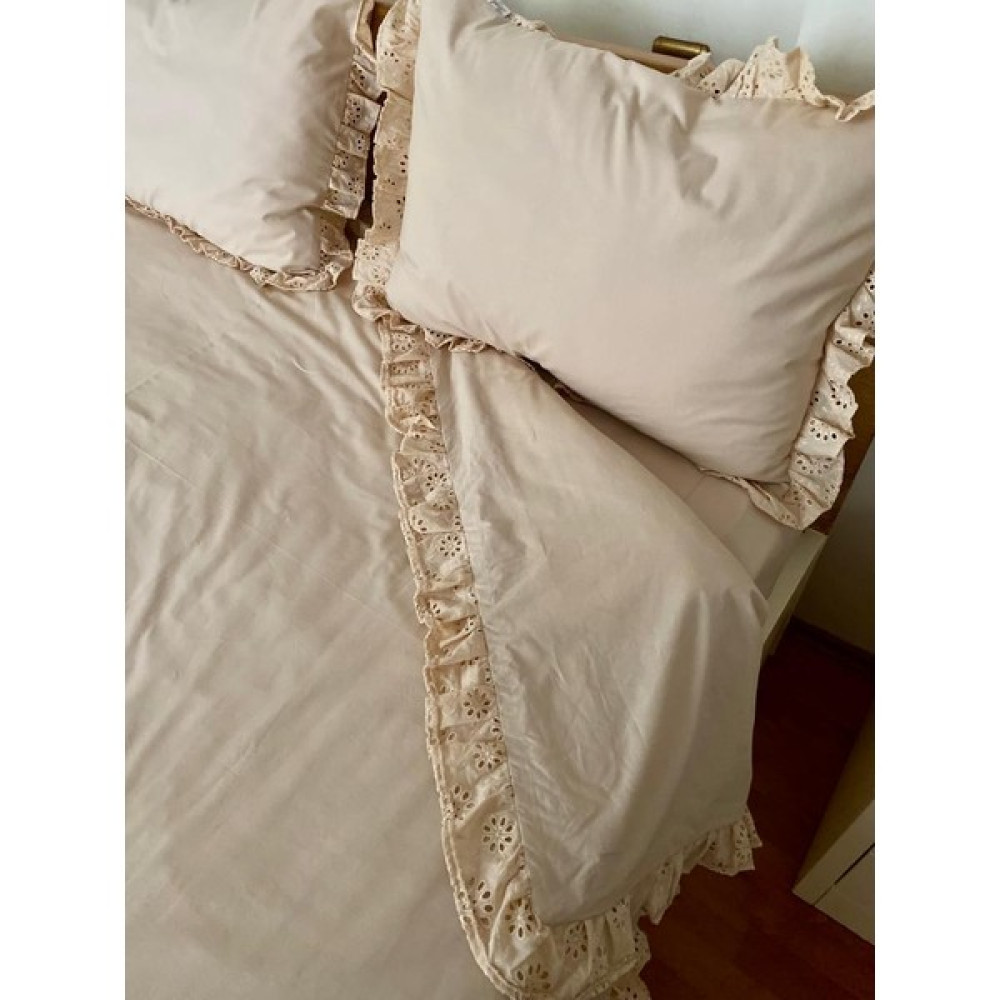 Hayalperest Pamuk Çift Kişilik Nevresim Takımı Dört Kenarı Fisto Fırfırlı - Bej - 200 x 220 cm Nevresim Takımı Fiyatı