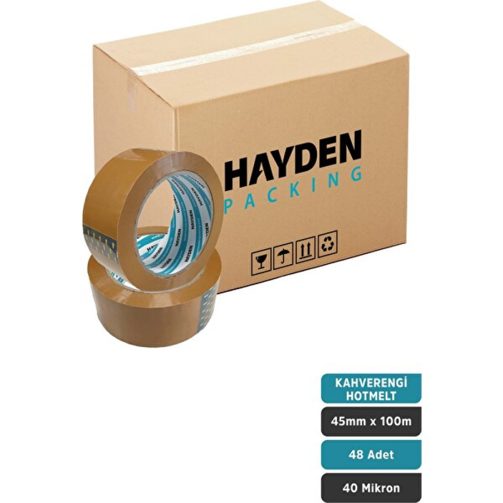 Hayden Packing Hotmelt Koli Bandı 4 5 cm x 100 mt 48'lı Paket Kahverengi Bant Fiyatı