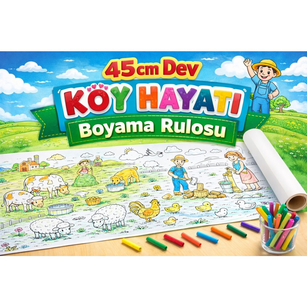 Haydi Dekor 45 cm Dev Köy Hayatı Boyama Rulosu – 4 Metre Uzunlukta Dev Boyama Kağıdı| Çiftlik Hayvanları ve Köy Temalı Boyama Posteri | Anaokulu, K... Diğer Fiyatı