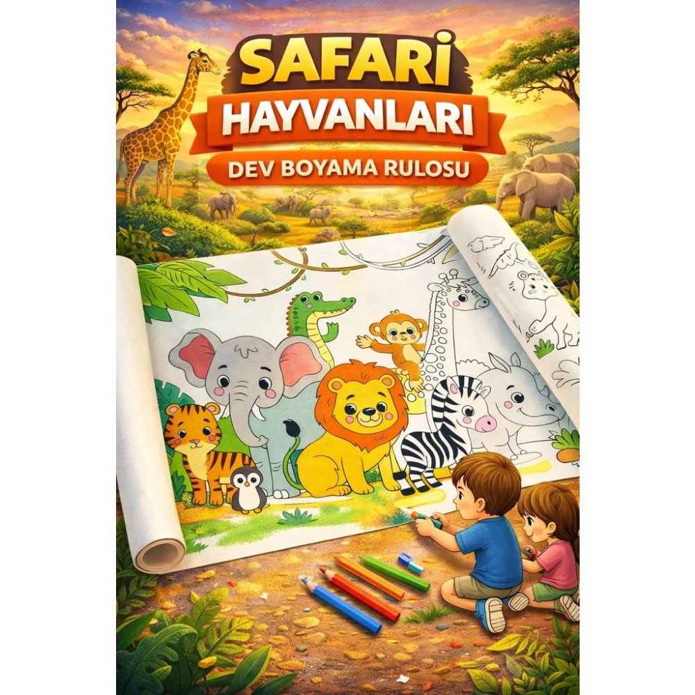 Haydi Dekor Safari Hayvanlarını Boyuyorum – Dev Boyama Rulosu(Zürafa • Aslan • Fil • Zebra • Su Aygırı • Eğitici & Eğlenceli Safari Boyama K... Diğer Fiyatı