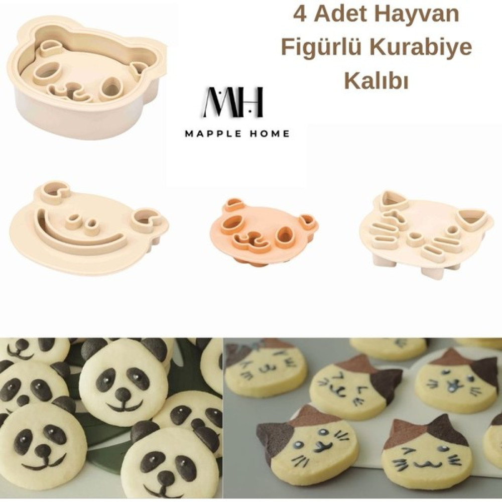 Hayvan Figürlü Pasta Kek Kurabiye Sandviç Kalıbı Kedi,panda,kurbağa Figürlü Kurabiye Kalıbı 4 Adet Oto Boyaları Fiyatı
