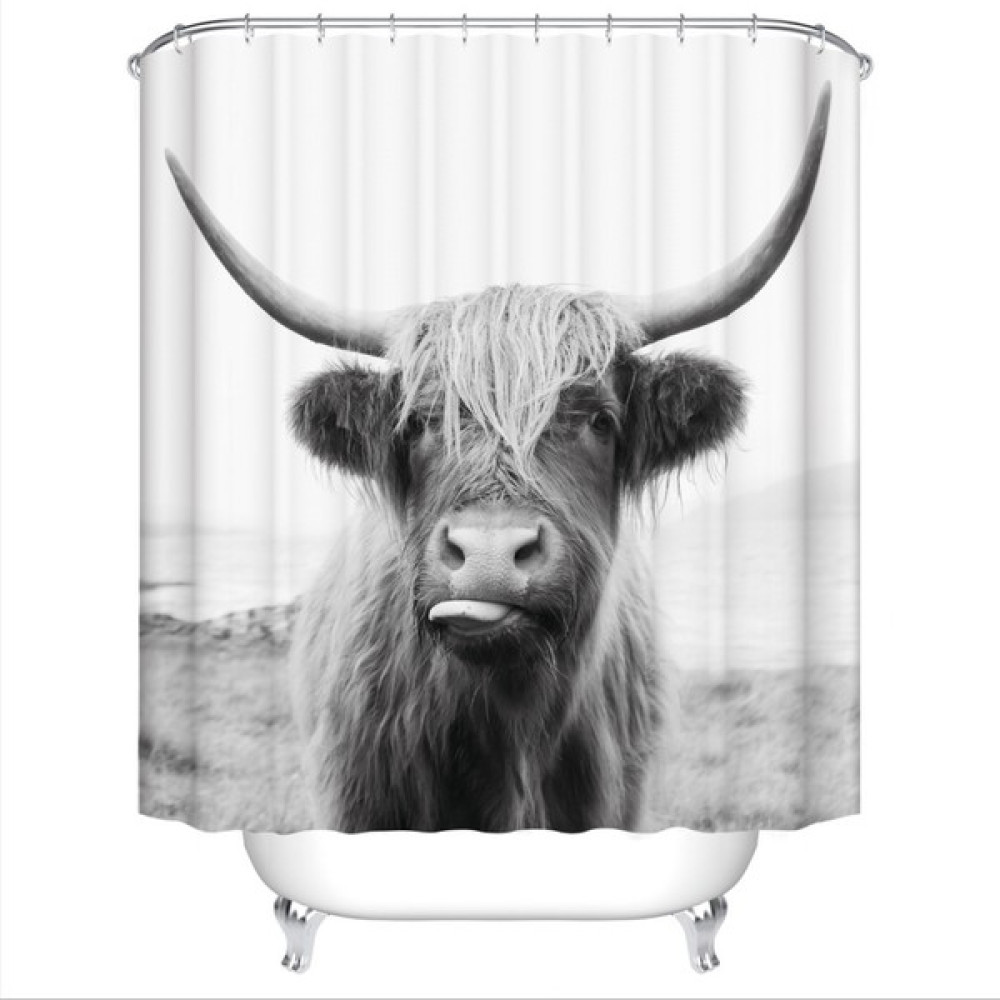 Hayvanlar 3D Banyo Duş Perdeleri Banyo Perdesi Kumaş Kanca ile Su Geçirmez Polyester Ev Dekor | Duş Perdeleri (Yurt Dışından) - Gri Duş / Banyo Perdesi Fiyatı