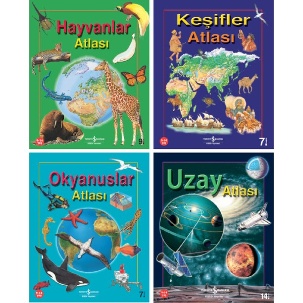 Hayvanlar Atlası - Keşifler Atlası - Okyanuslar Atlası - Uzay Atlası 4 Kitap Set Zeka Geliştirici Kitaplar Fiyatı
