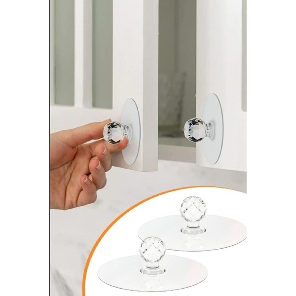 Hayveys 2 Adet Yapışkanlı Kristal Kulp Tutma Kolu Askı Dolap, Ayna, Kapak Çekme Kulbu Topuz Banyo Askılık Fiyatı