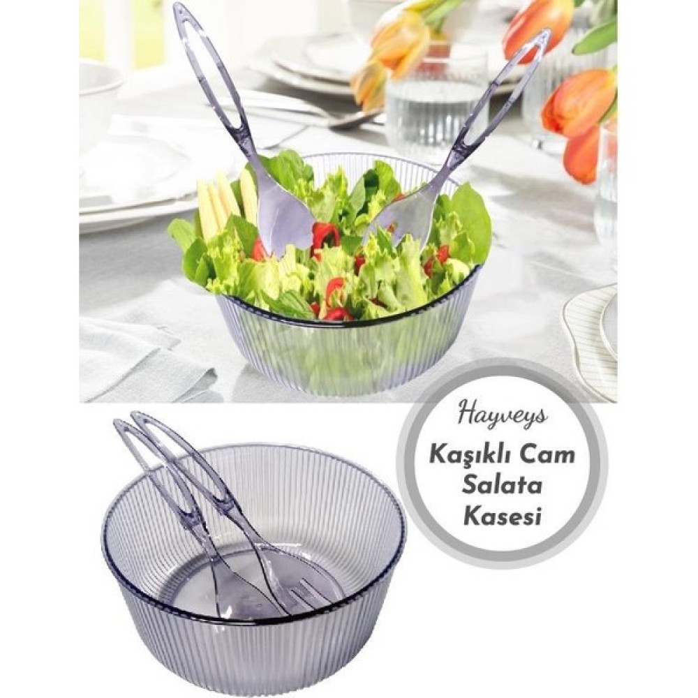 Hayveys Akrilik Yuvarlak Kaşıklı Salata Kasesi 23 cm Servis Sunum Tabağı Kase Fiyatı