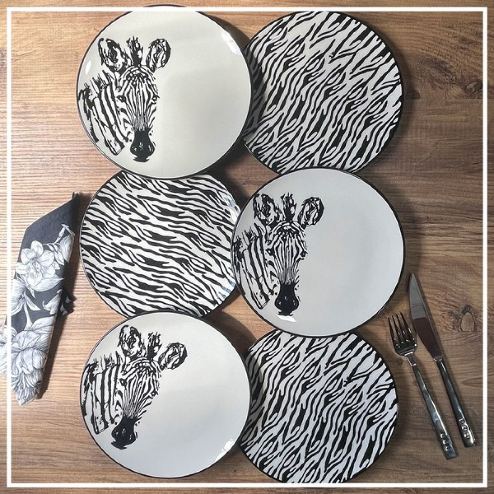 Hazar Pazar El Yapımı 6 Lı Seramik Pasta Servis Seti - Zebra Desen Mutfak Gereçleri Fiyatı