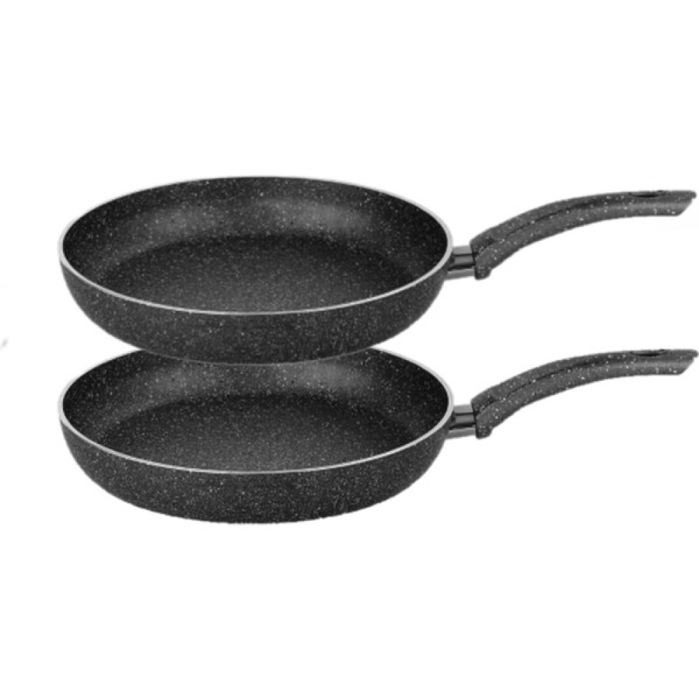 Hazar Pazar Granit Tava Seti 2 Boy 28-30 cm Fmp Granit Set 2 Boy Tava Yanmaz Yapışmaz Kalınlık 2,70 mm Özel Granit Seri Siyah Renk Tavalar Fiyatı