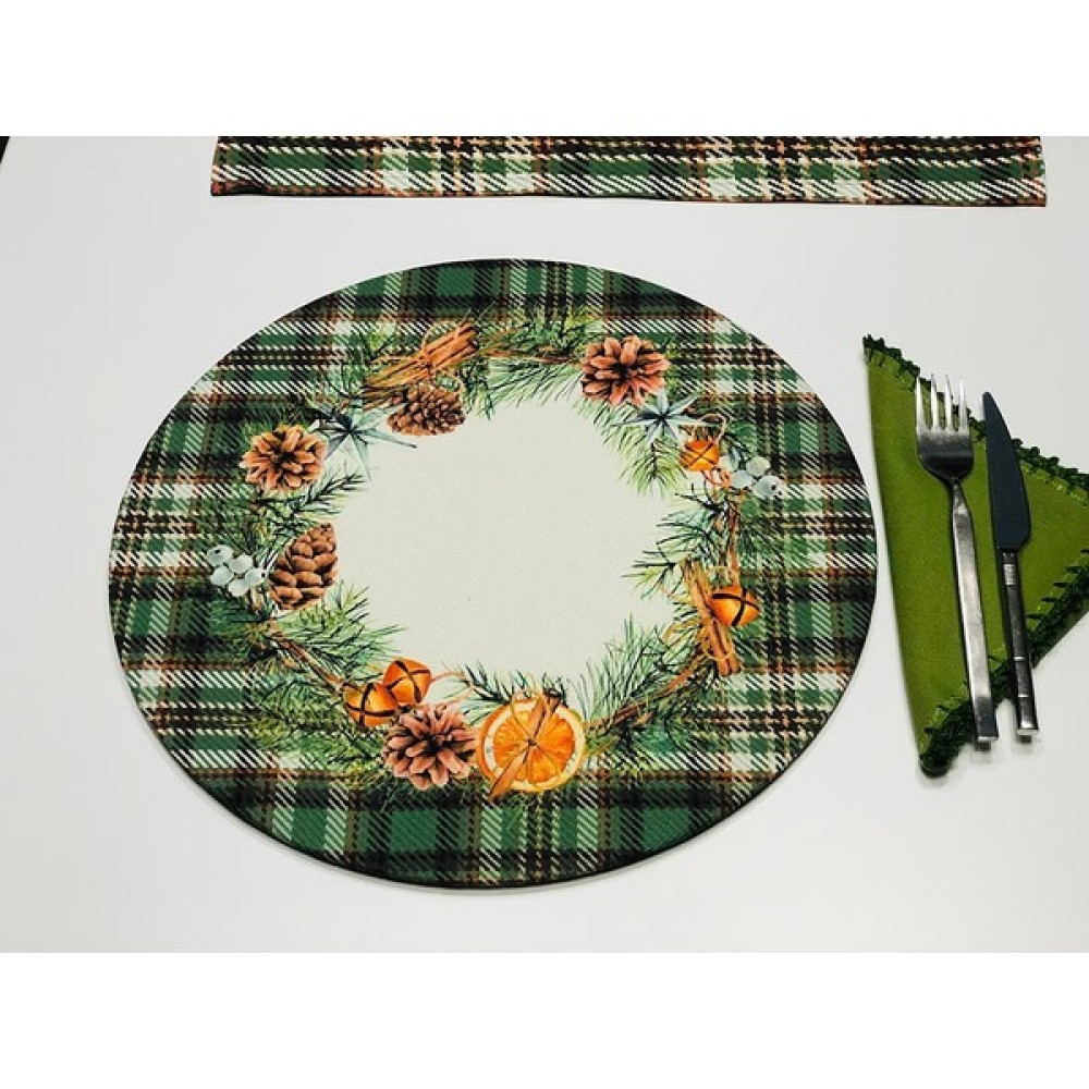 Haze Design Lab Yılbaşı Kozalaklı Amerikan Servis (Supla) Kılıfı - Koyu Yeşil - 33 x 33 cm Amerikan Servis Fiyatı