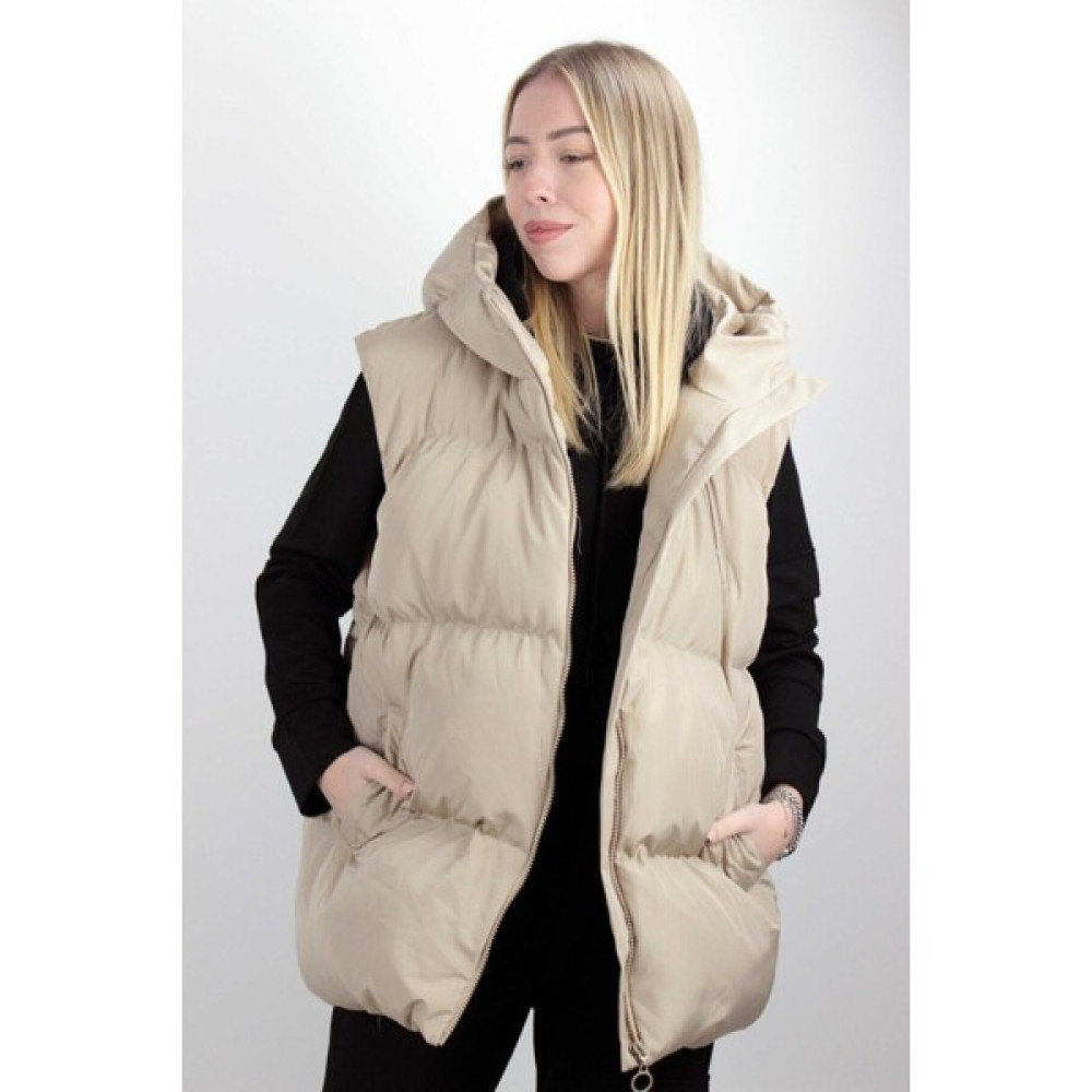 Haziran Butik Kadın Bej Oversize Şişme Yelek Kadın Yelek Fiyatı