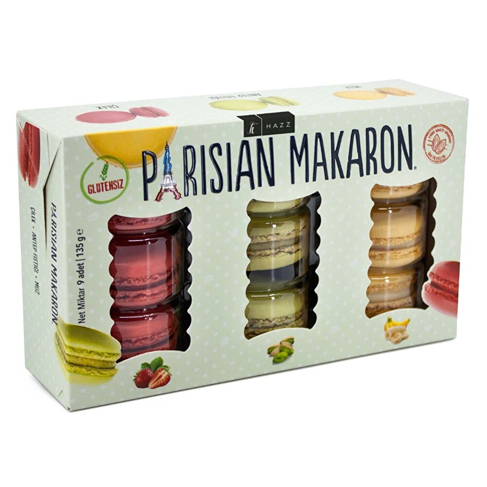 Hazz Parisian Çilek Antep Fıstığı Muz Makaron 9'lu 135 g Unlu Mamüller Fiyatı