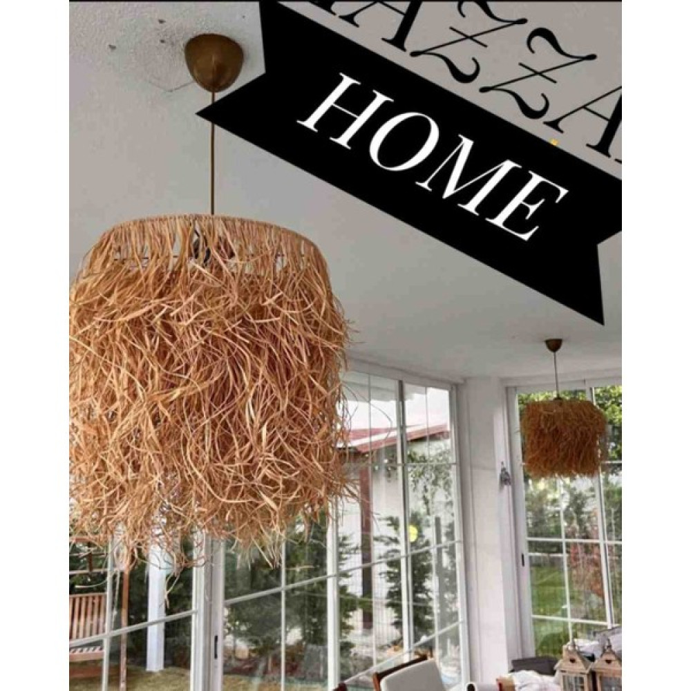 Hazzal Home Bambu Rattan Hasır Rafya Jüt Ip Sarkıt Avize Avize Fiyatı