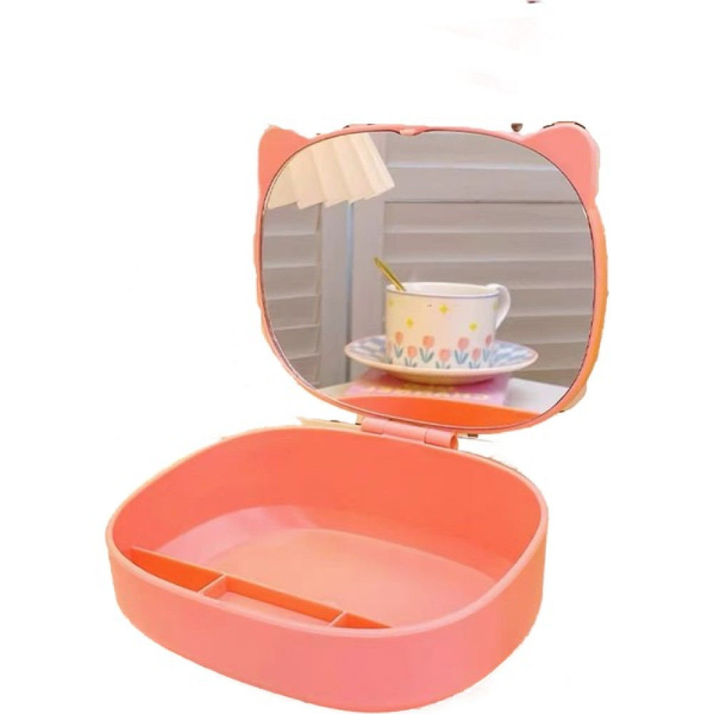 HBCS Tuvalet Masası Ayna Katlanır Makyaj Aynası Kadın Saklama Kutusu ile Masaüstü Masaüstü Ev (Yurt Dışından) - Orange Pop Ayna Fiyatı