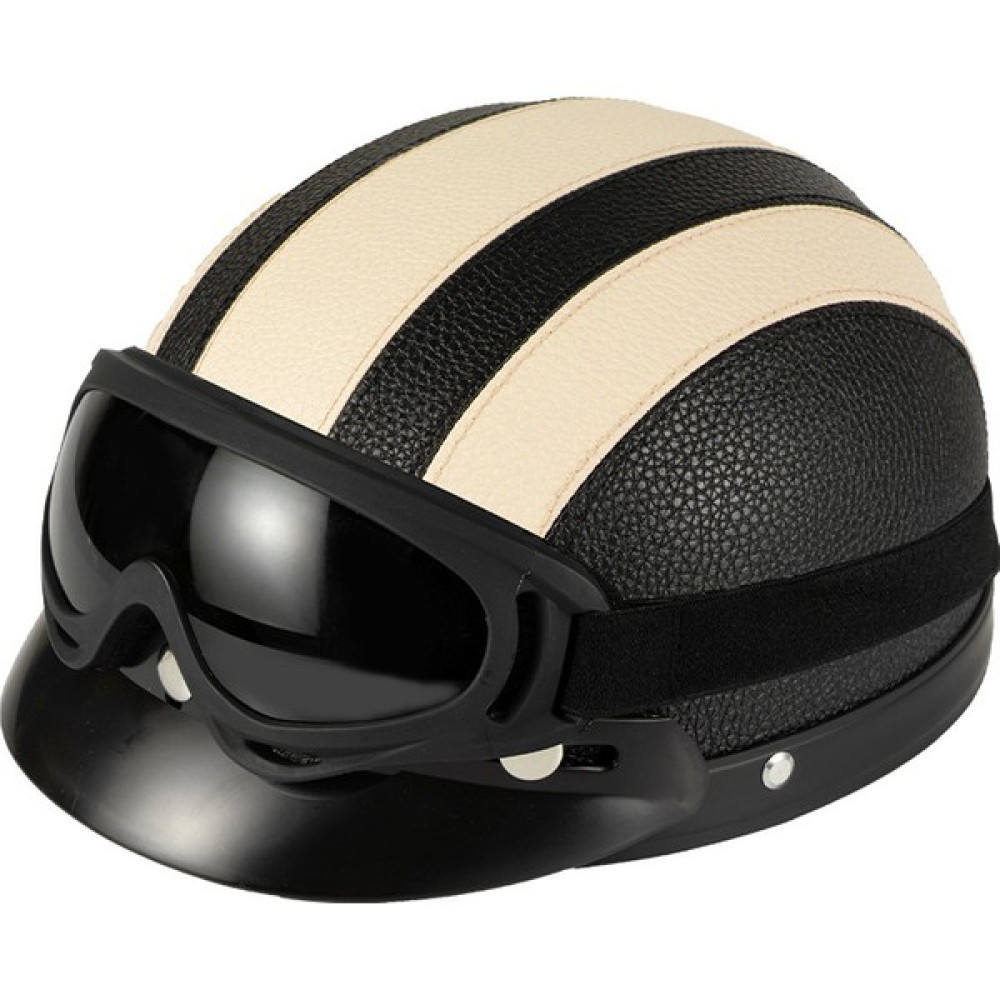 HBLHC Elektrikli Araç Motosiklet Retro Kask Harley Pu Kemer Gözlük Eşarp Erkekler ve Kadınlar Sürme Güneşlik Dört Mevsim Güvenlik Koruması Yarım Ka... Motorsiklet Kaskları Fiyatı