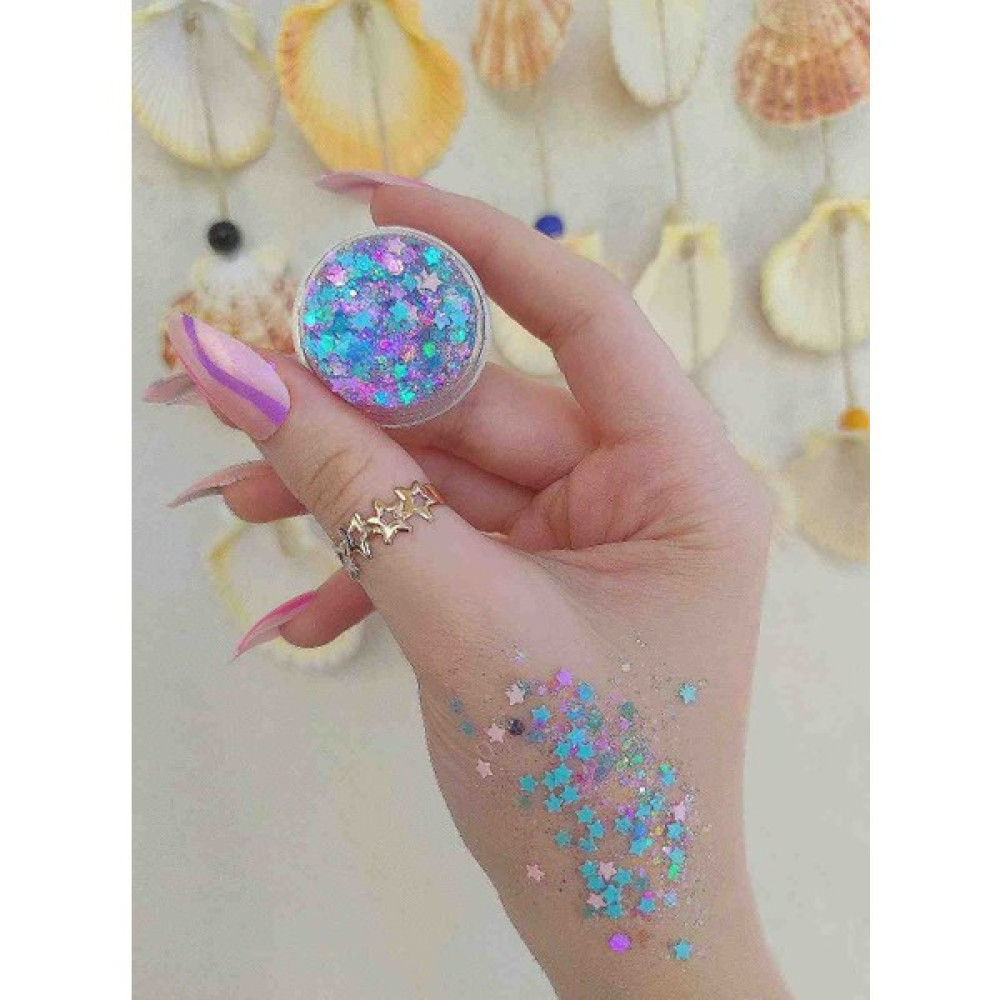 hbtasarim Glitter Jel Far Simli Kremsi Yüz ve Vücut Simi Blue Star Göz Farı Fiyatı