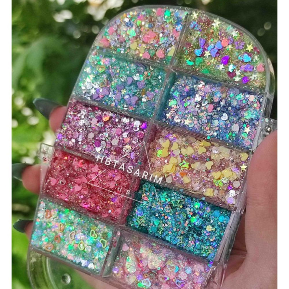 hbtasarim Glitter Simli Jel Far -Yüz ve Vücut Simi Palet Göz Farı Fiyatı
