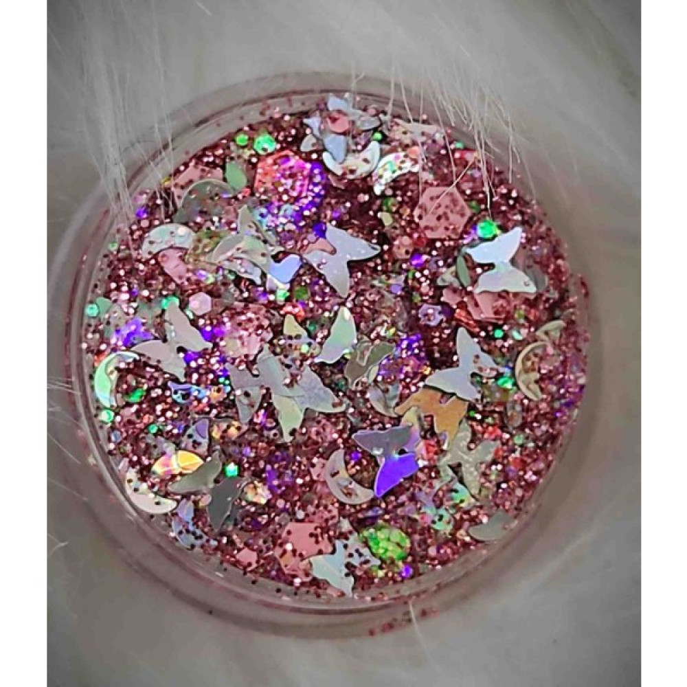 Hbtasarim Glitter Simli Kelebekli Far - Yüz ve Vücut Simi - kiraz çiçeği pembe Göz Farı Fiyatı