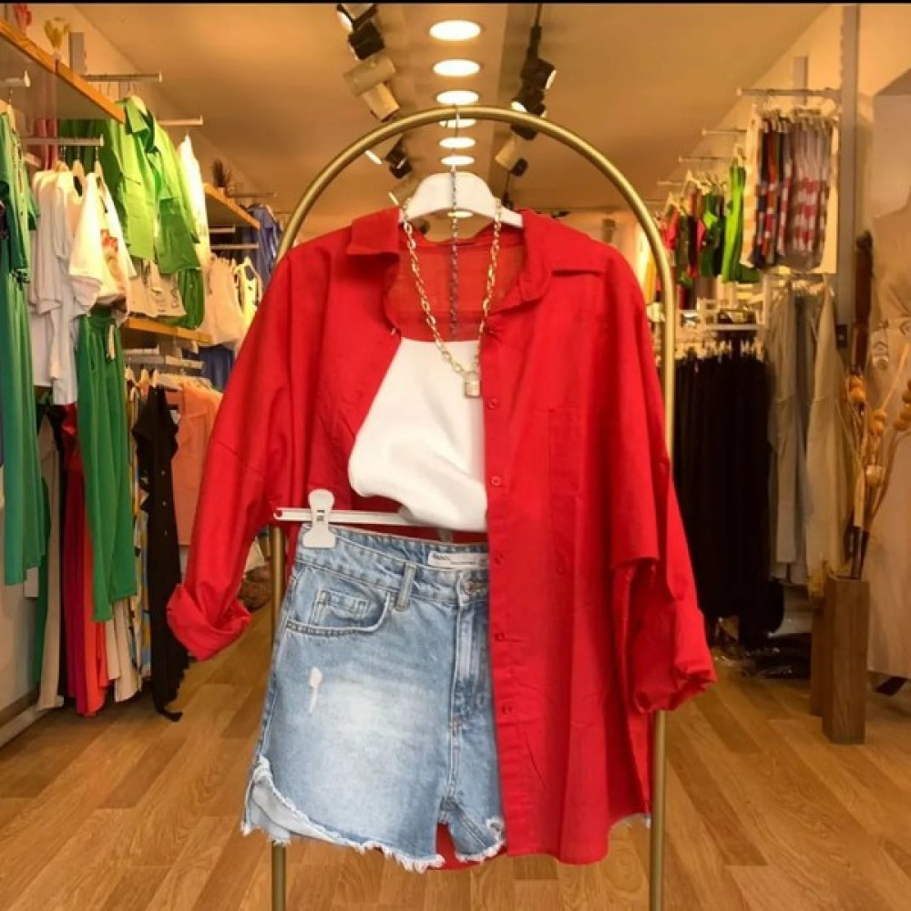 Hc Boutique Büyük Tek Cepli Oversize Keten Kadın Gömlek Fiyatı