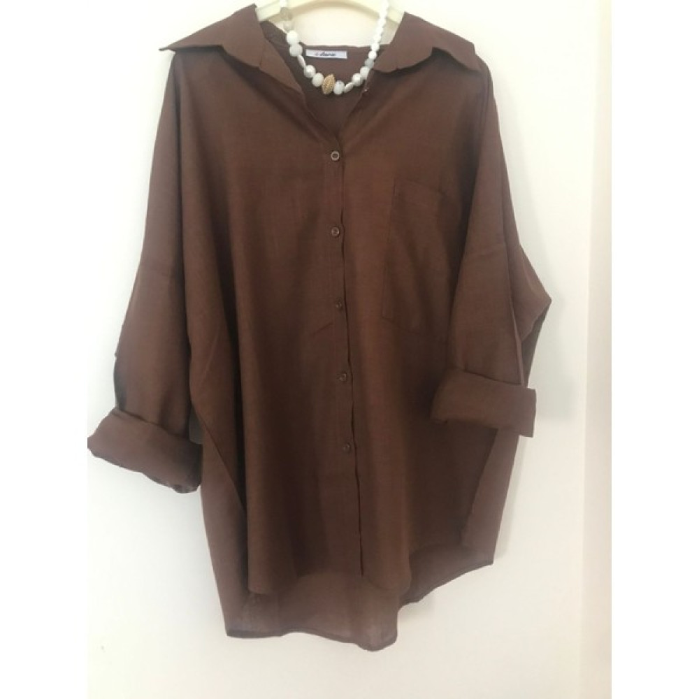 HC Boutique Hc Büyük Tek Cepli Oversize Keten Gömlek Kadın Gömlek Fiyatı