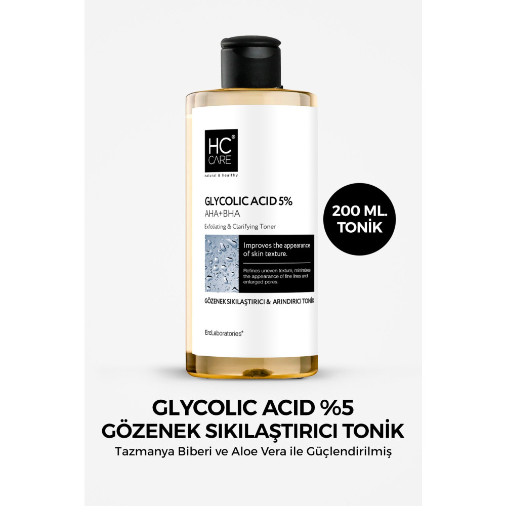 HC Care Glycolic Acid %5 Peeling Etkili Tonik 200 ml Cilt ve Yüz Bakımı Fiyatı
