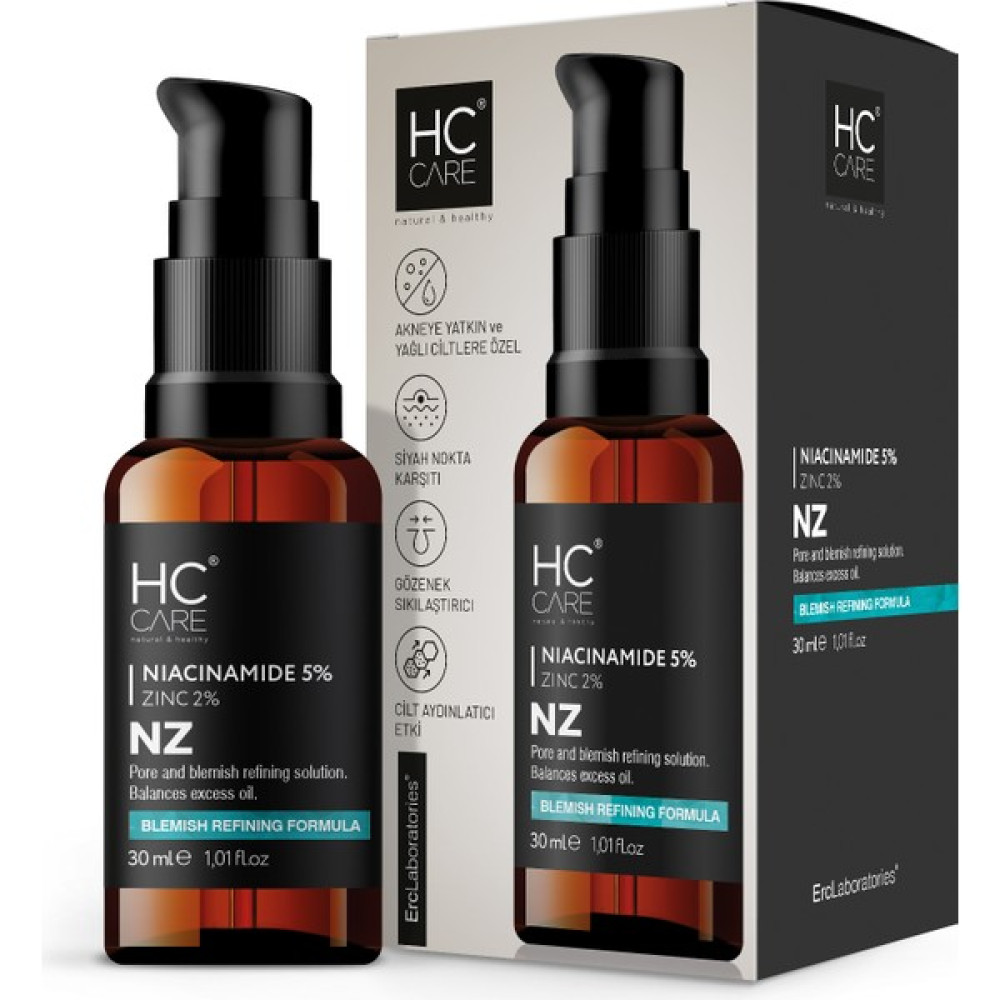 HC Care Niacinamide %5, Çinko %2 Serum, Gözenek ve Siyah Nokta Oluşumunu - 30 ml Akne ve Sivilce Bakımı Fiyatı