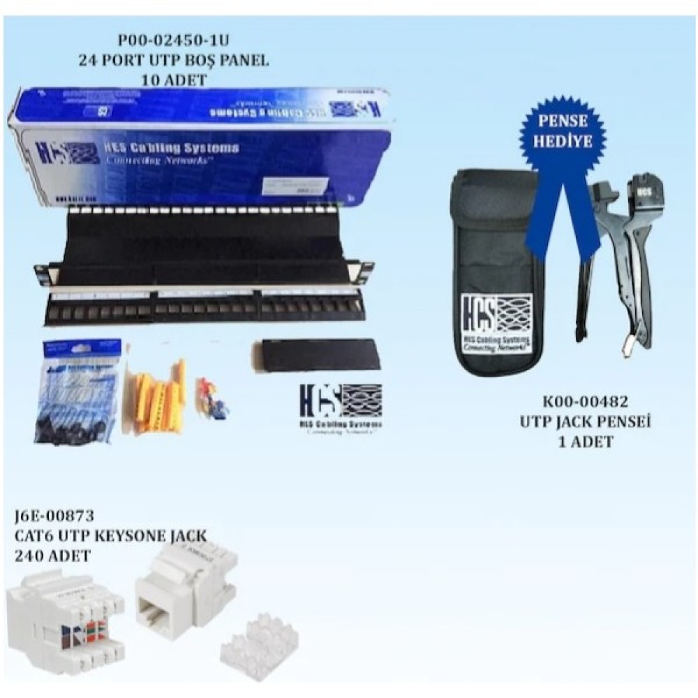 Hcs Cat6 Patch Panel P00-02450/KEYSTONE Jack 00873 J6E-00873/KEYSTONE Jack Sıkma Pensesi K00-00482T Network Aksesuarları Fiyatı