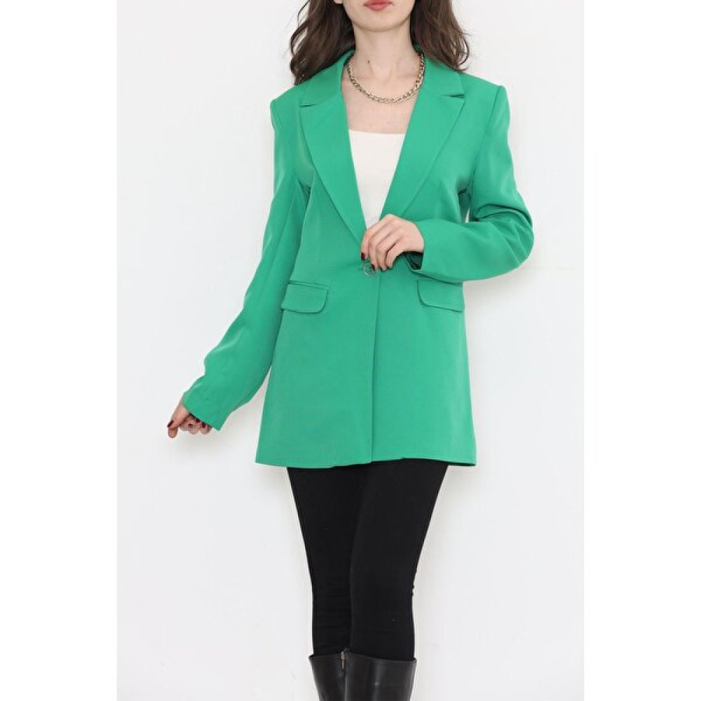 Hd Giyim Tek Düğme Blazer Ceket Yeşil - 15527.1791. Bayan Ceket Fiyatı