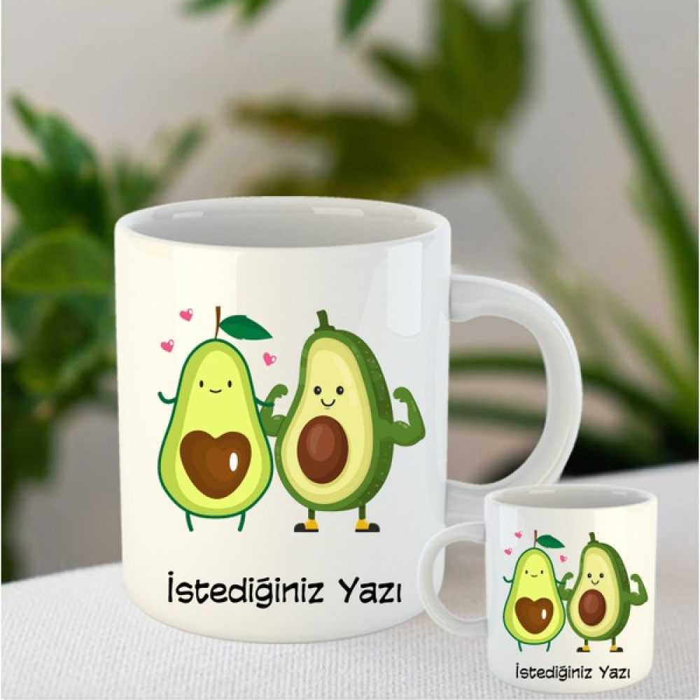 Hd Isminize Özel Avokado Sevgililer Günü Kupa Bardak - Beyaz - 330 ml Fincan / Bardak / Kahve Takımı Fiyatı