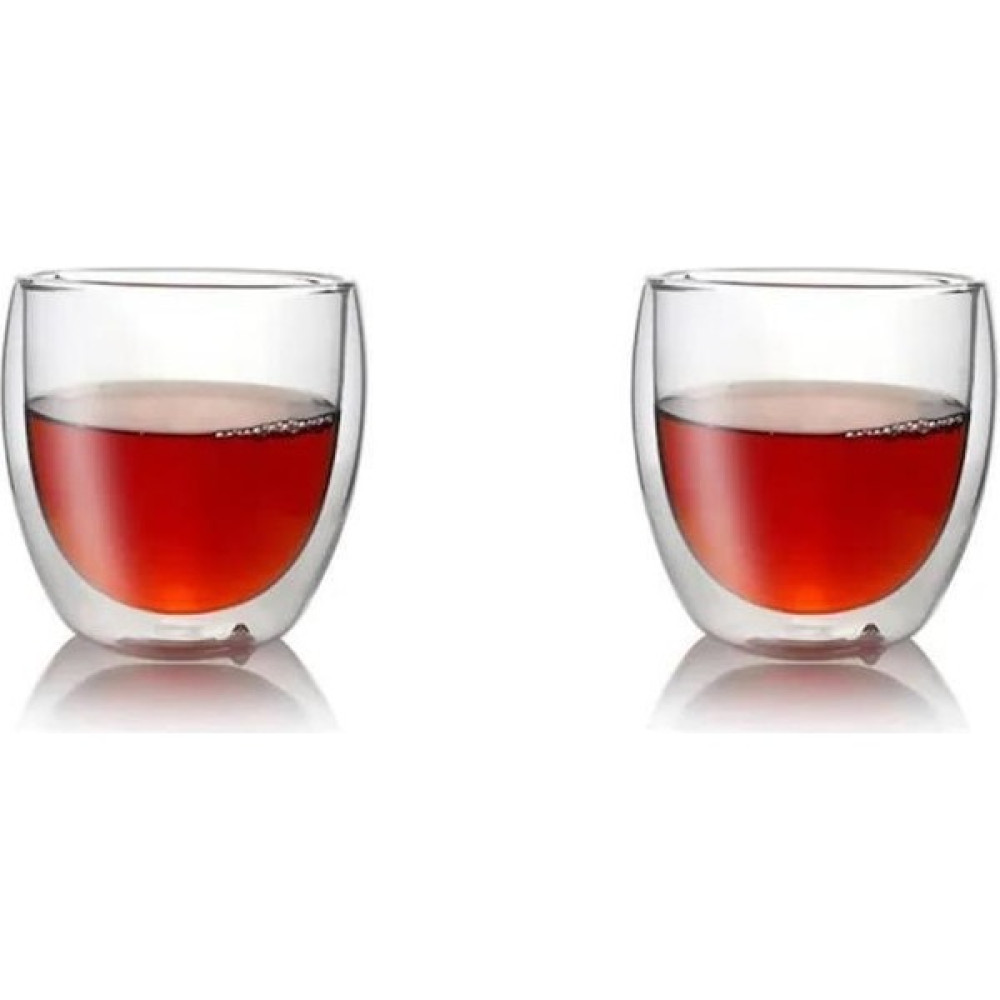 Hd Marketim 2 Adet 250 ml Çift Borosilikat Çift Cidarlı Cam Kupa Bardak - Şeffaf Fincan / Bardak / Kahve Takımı Fiyatı