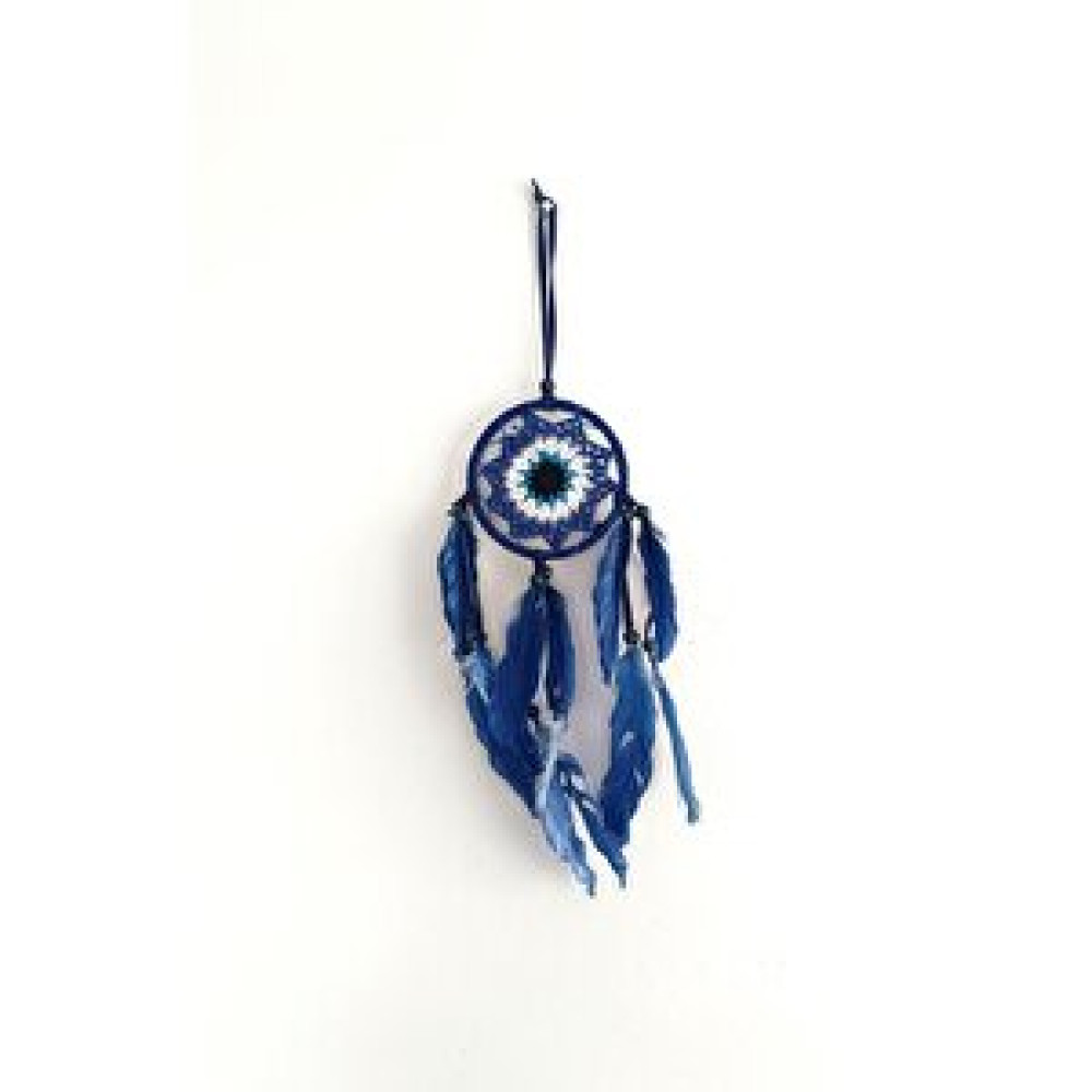 HD Marketim Düş Kapanı Makrome Dreamcatcher Kuş Tüyü Rüya Kapanı Duvar Süsü Mavi Obje Fiyatı