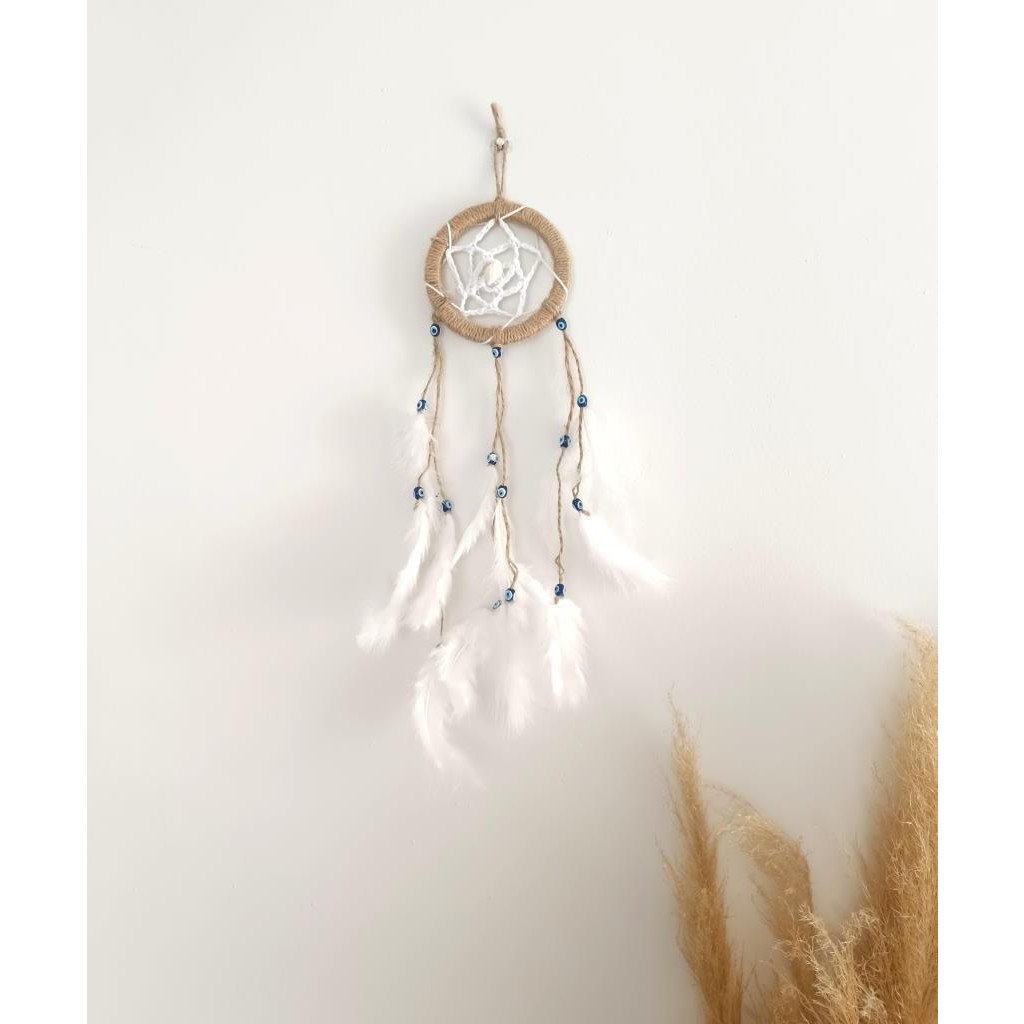HD Marketim Düş Kapanı Nazar Boncuklu Hand Made Dreamcatcher Kötü Göz Kovucu Rüya Kapanı Duvar Süsü Diğer Fiyatı