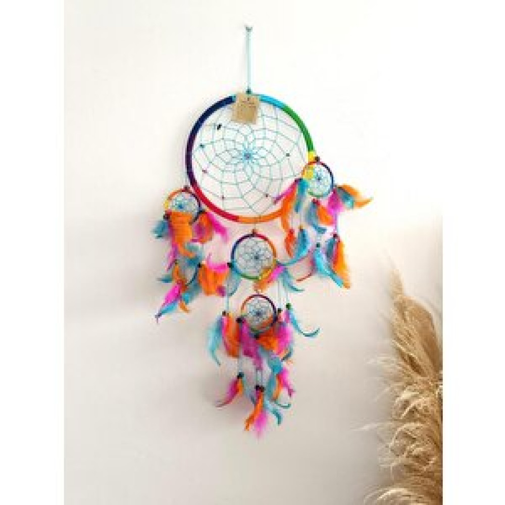 HD Marketim Düş Rüya Kapanı Doğal Taş Makrome Dreamcatcher Kuş Tüyü Renkli Boncuk Duvar Süsü Elişi Obje Fiyatı