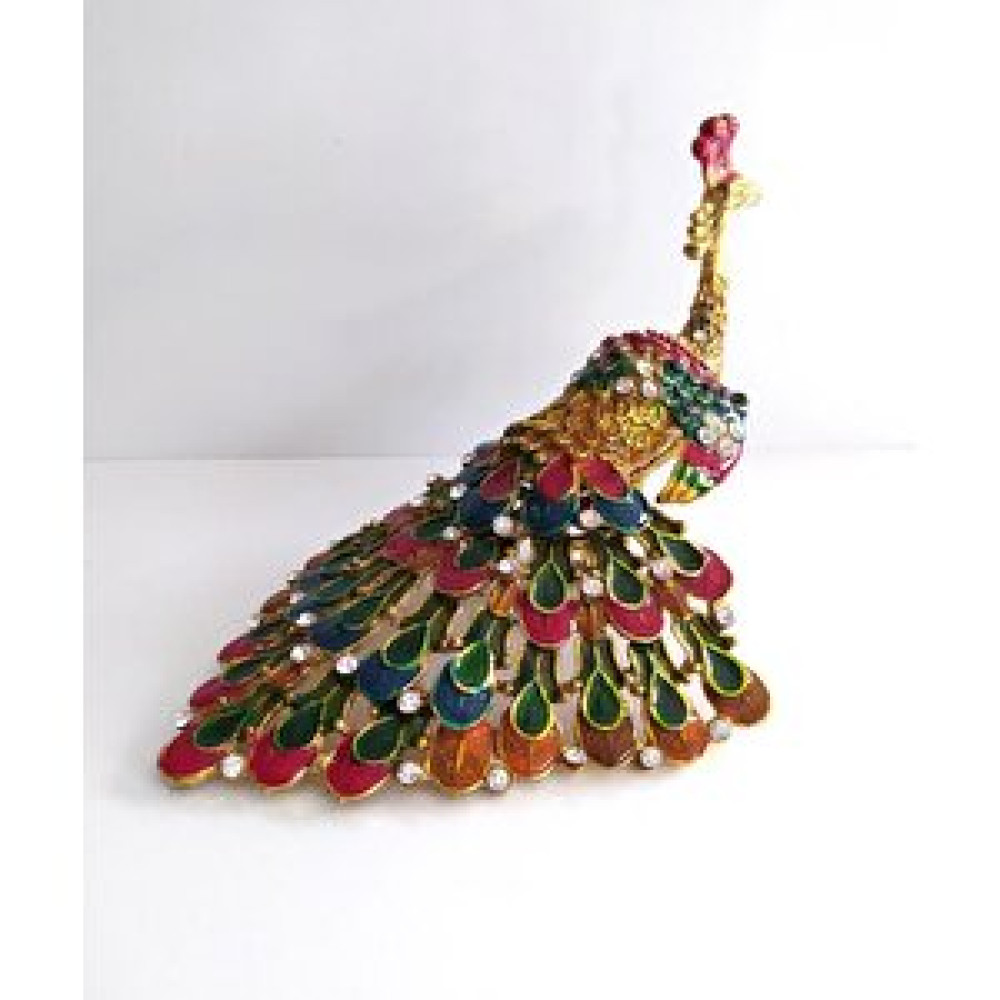 HD Marketim Mücevher Takı Saklama Kutusu Tavus Kuşu Swarovski Taşlı Ev Dekorasyon Moda Biblolar Figürler Süsler9739 Biblo Fiyatı