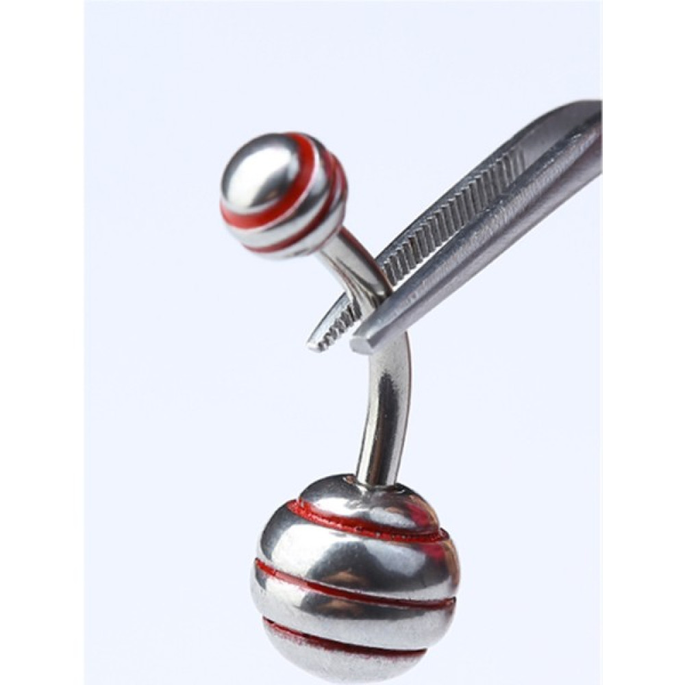 HD Piercing Düz Kırmızı Çizgili Göbek Silver Piercing - Gümüş Altın & Gümüş Piercing Fiyatı