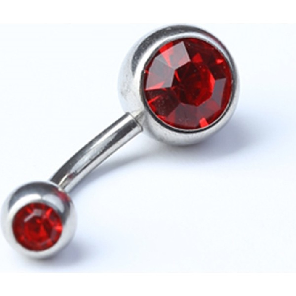 HD Piercing Düz Kırmızı Taşlı Göbek Silver Piercing - Gümüş Altın & Gümüş Piercing Fiyatı