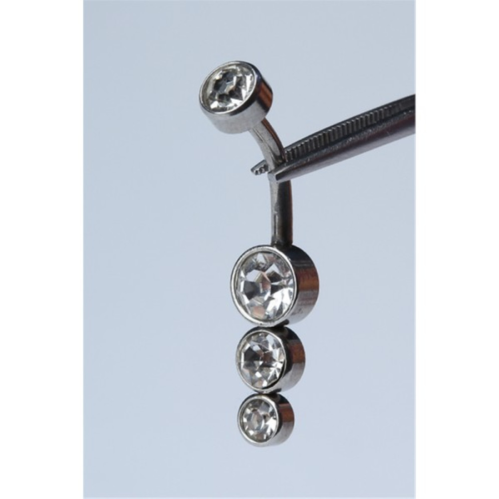 HD Piercing Lüx Üç Boy Sıralı Taş Göbek Silver Piercing - Gümüş Altın & Gümüş Piercing Fiyatı
