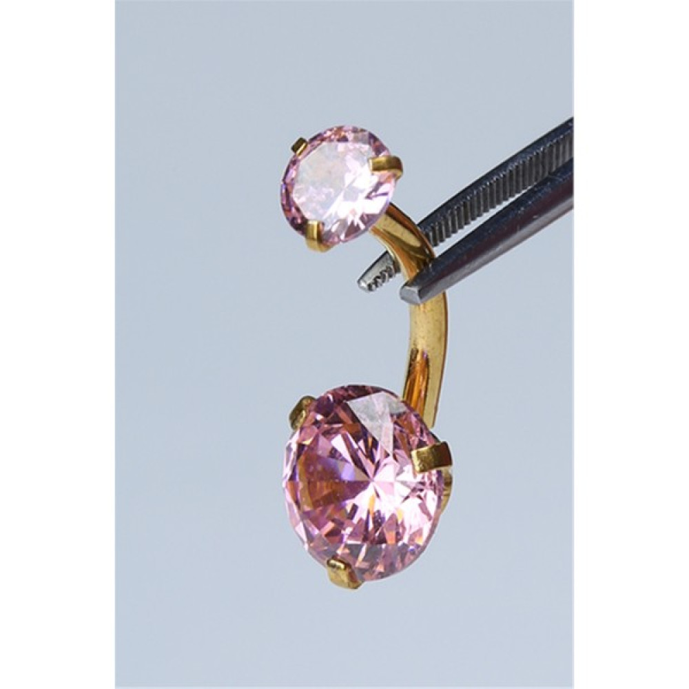 HD Piercing Pembe Tek Taş Küçük Boy Göbek Gold Piercing Altın & Gümüş Piercing Fiyatı