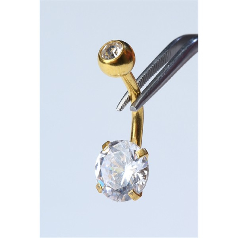 HD Piercing Topu Taşlı Tek Taş Göbek Gold Piercing Altın & Gümüş Piercing Fiyatı