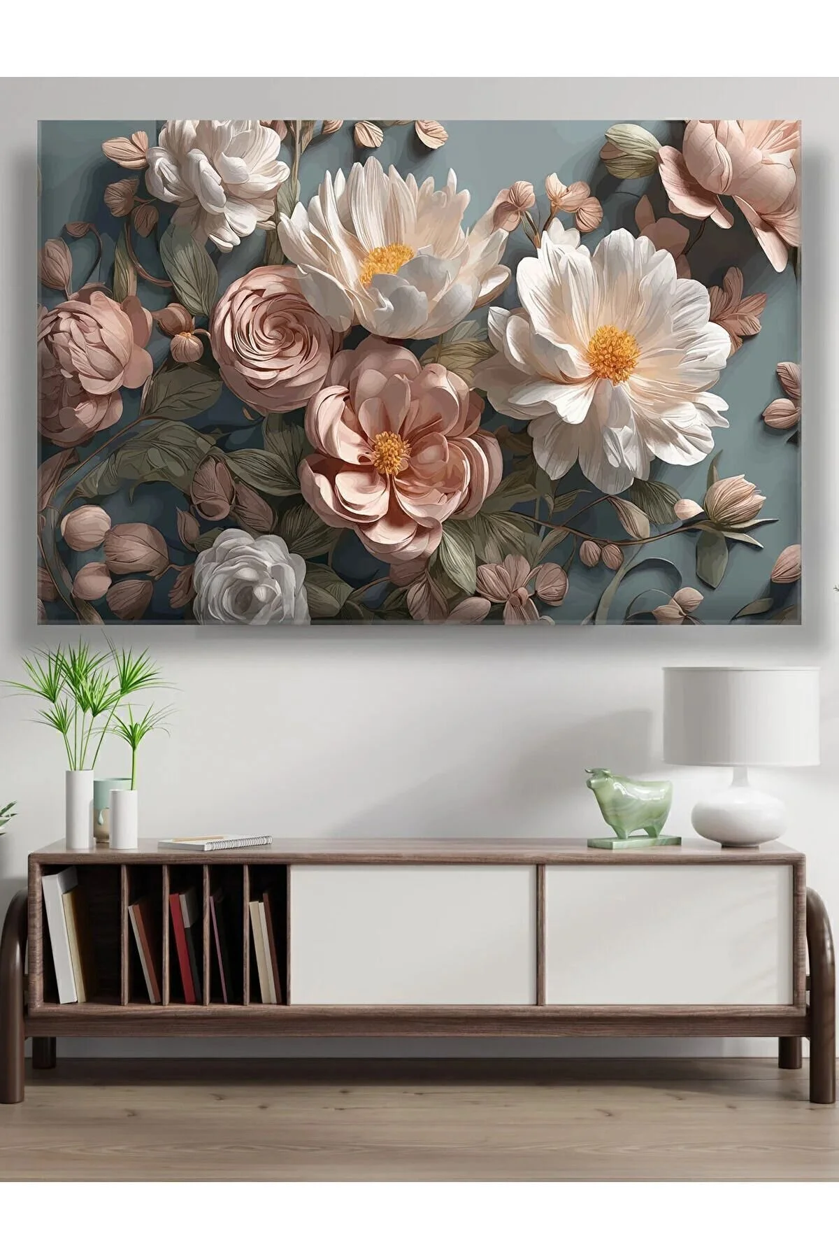 HD Sanatsal DOĞAL GÖRÜNÜMLÜ ÇİÇEK YAPAY ZEKA TASARIMI MUHTEŞEM DUVAR DEKORU KANVAS TABLO 70 x 100 Beden" Tablo & Poster Fiyatı