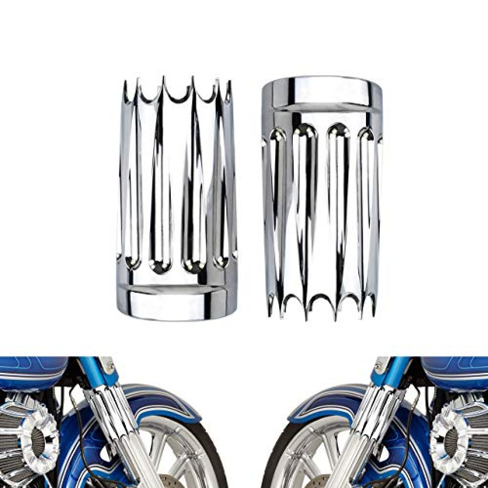 HDBUBALUS Upper Fork Slider Covers Fit for Harley Touring Road King Street Electra Glide Chrome
