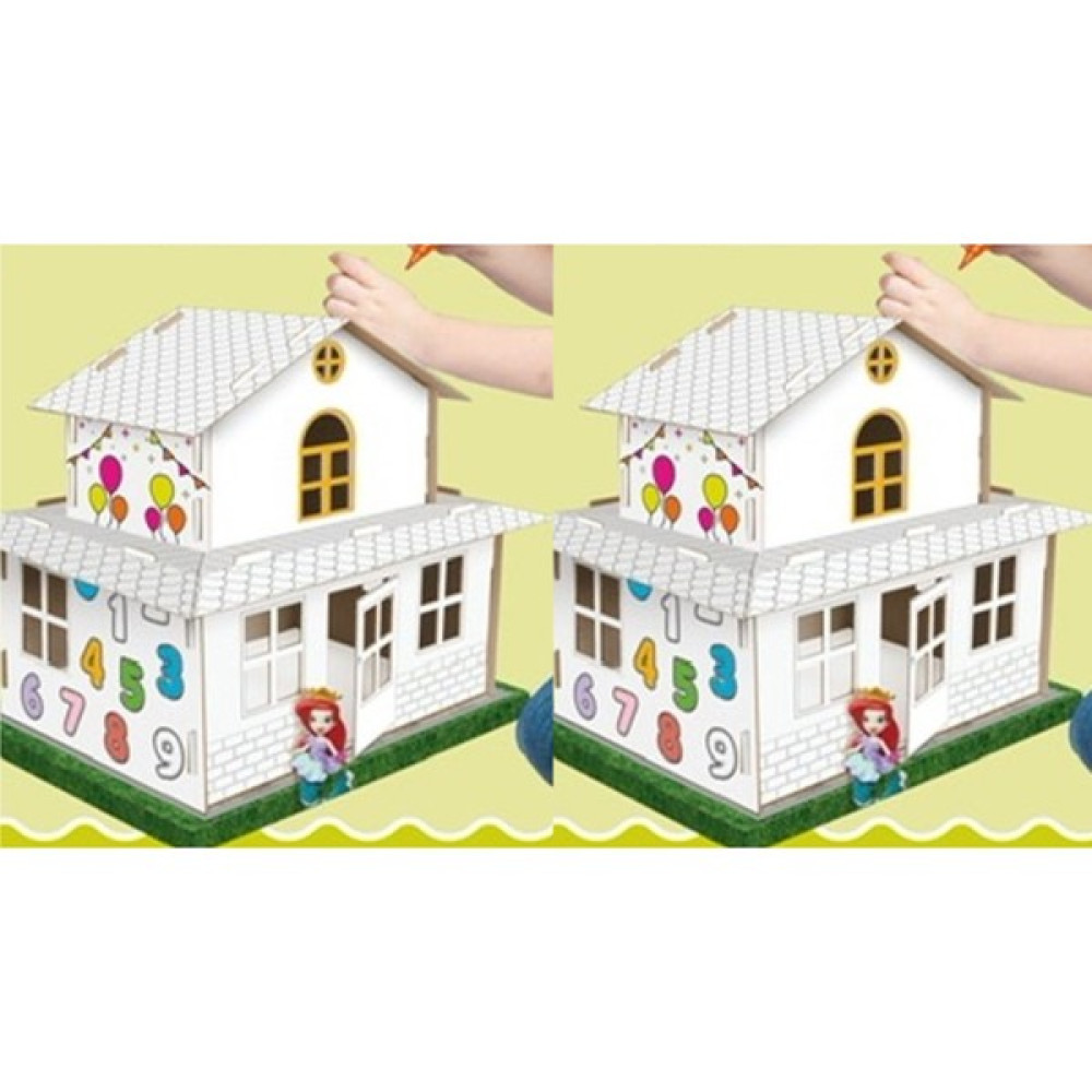 Hdg 2 Adet Karton Maket Boyama Evi Eğitici ve Öğretici Oyun Evi 41X26X42 cm - Beyaz Eğitici Oyuncak Fiyatı