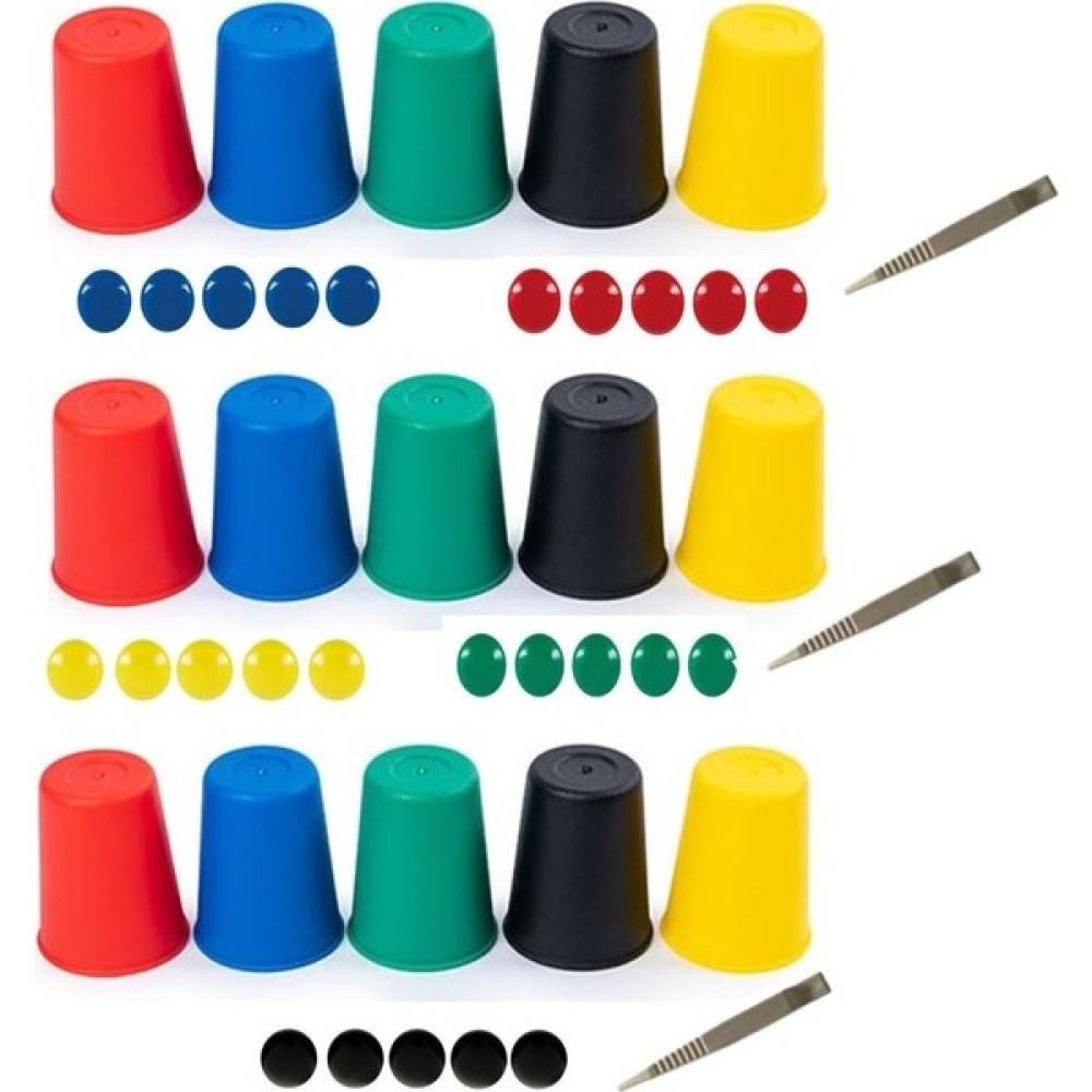 Hdg Aktarma Seti Bardak ve Cımbızlar Set Montessori 15 Mini Bardak 75 Pul 3 Cımbız - Renkli Eğitici Oyuncak Fiyatı